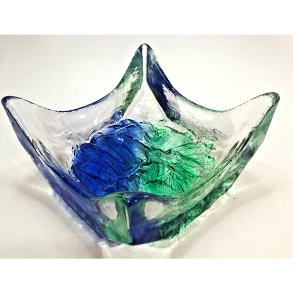 Vintage MCM Iittala Textured Ice Lunaria Crystal Bowl by Tapio Wirkkala Finland - Picture 2 of 5